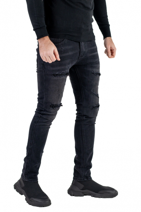 Blugi skinny fit  negri cu rupturi [6]