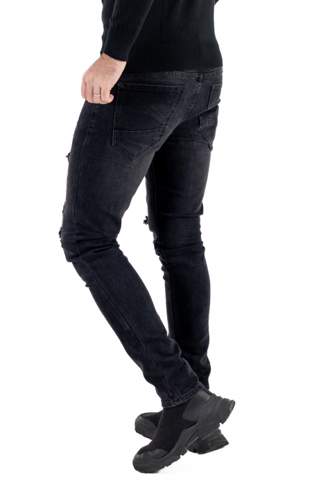 Blugi skinny fit  negri cu rupturi [5]