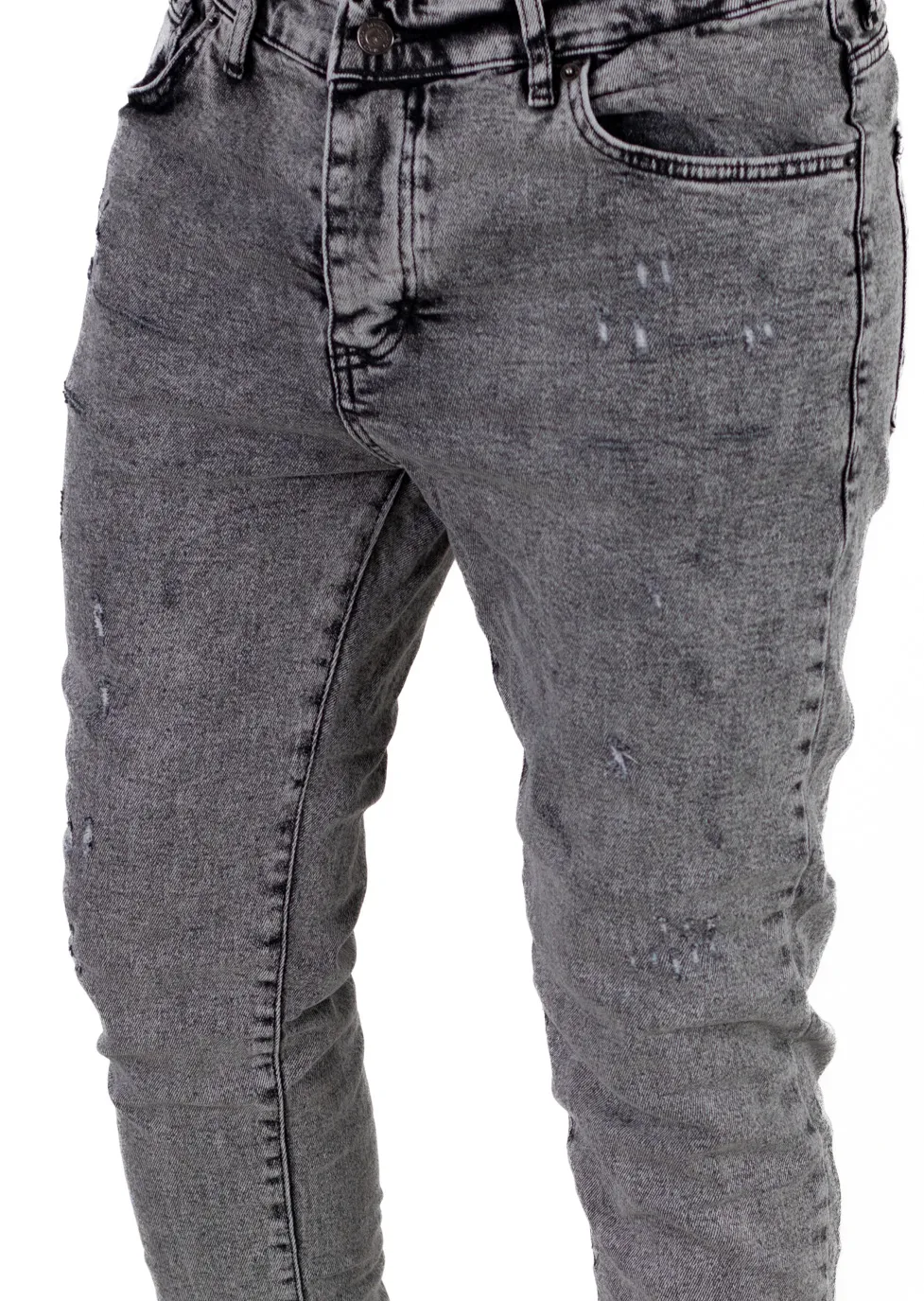 Blugi skinny fit gri cu mici zgarieturi [5]