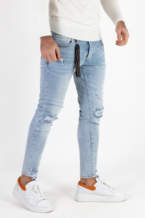 Blugi skinny fit  deschisi cu rupturi [7]