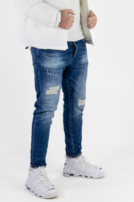 Blugi slim fit cu rupturi cusute [3]