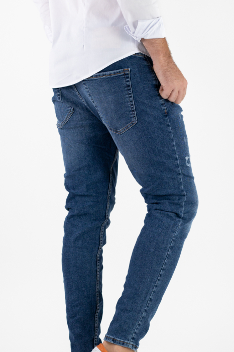 Blugi Super Skinny Fit cu Zgârieturi în Contrast pentru Bărbați [4]