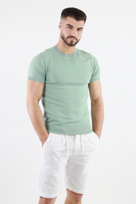 Bluza barbati cu maneca scurta verde aqua [6]