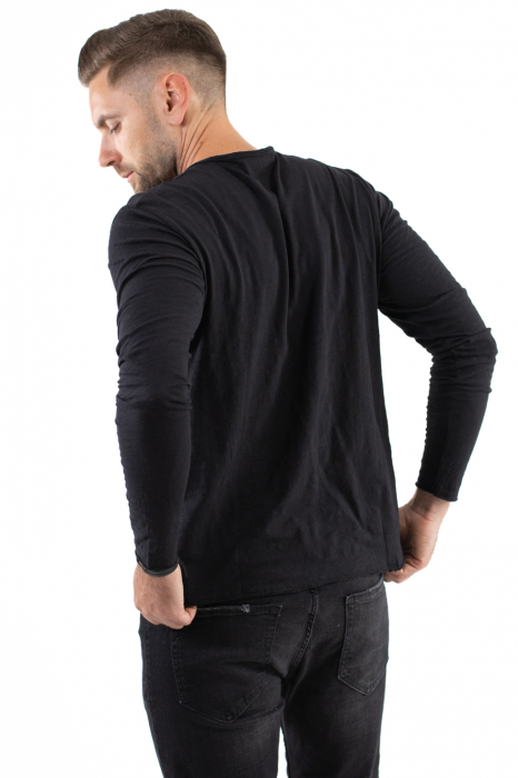 Bluza bumbac basic neagra barbati [4]