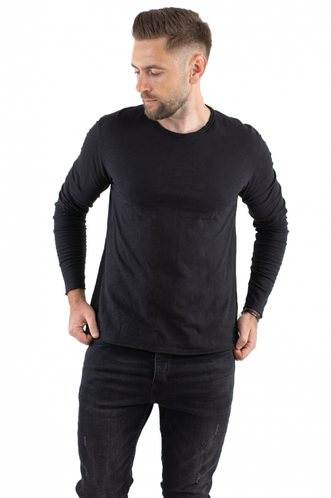 Bluza bumbac basic neagra barbati [6]
