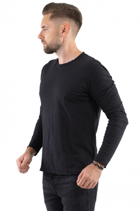 Bluza bumbac basic neagra barbati [5]
