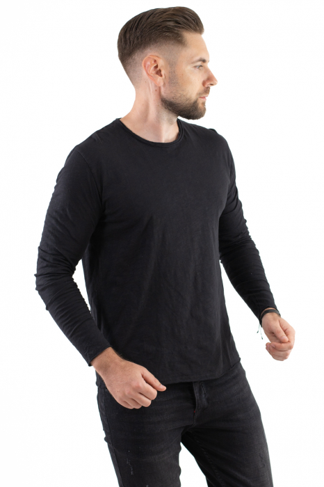 Bluza bumbac basic neagra barbati [2]
