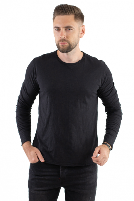 Bluza bumbac basic neagra barbati [3]