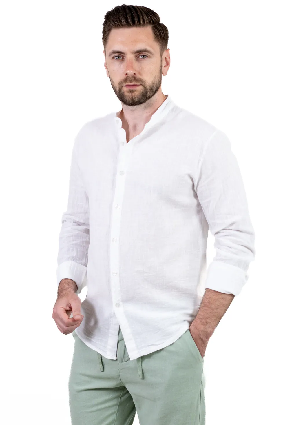 Cămașă albă din in 100% – Made in Italy | Stil lejer, ideală vară [7]