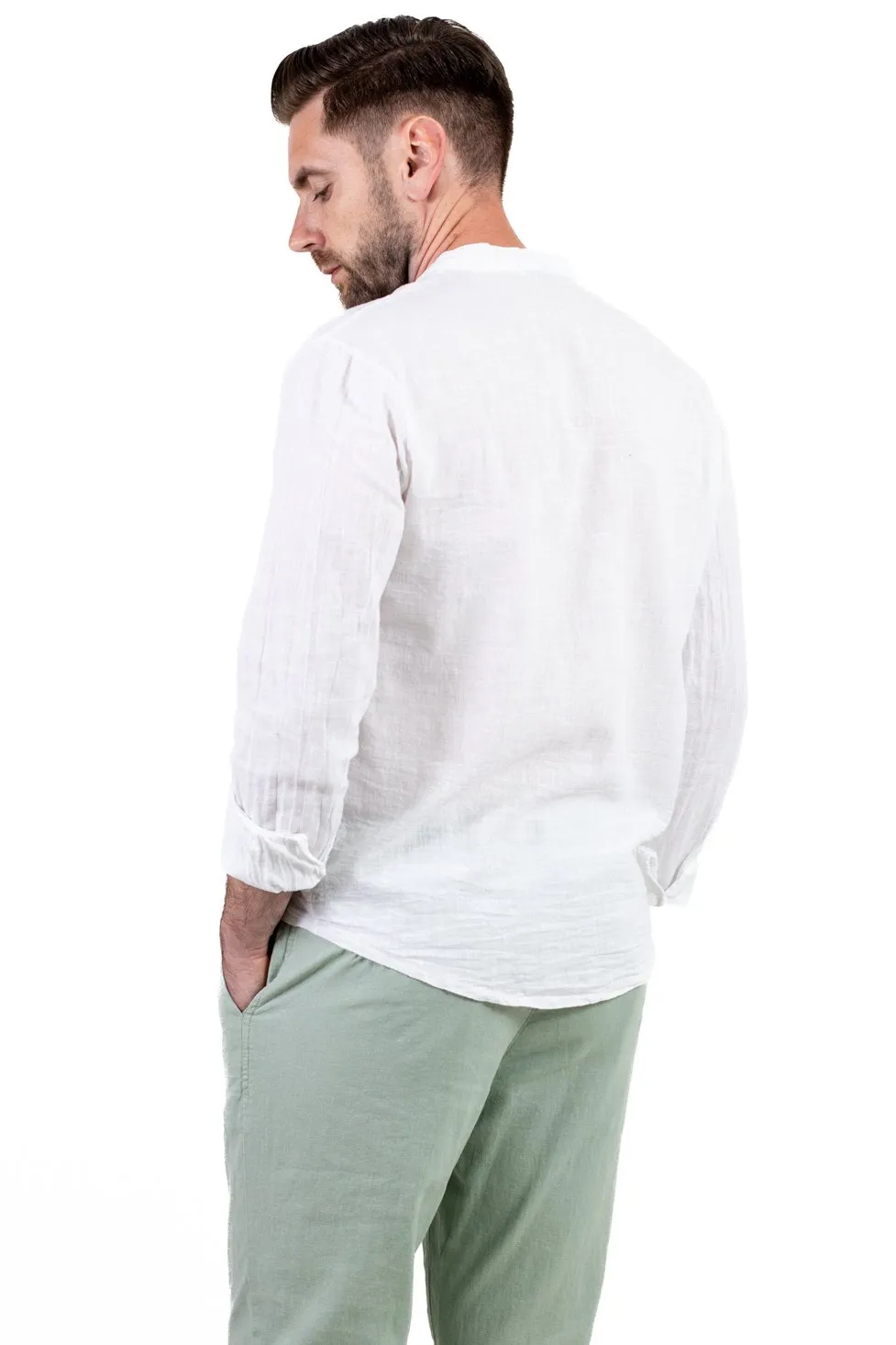 Cămașă albă din in 100% – Made in Italy | Stil lejer, ideală vară [6]