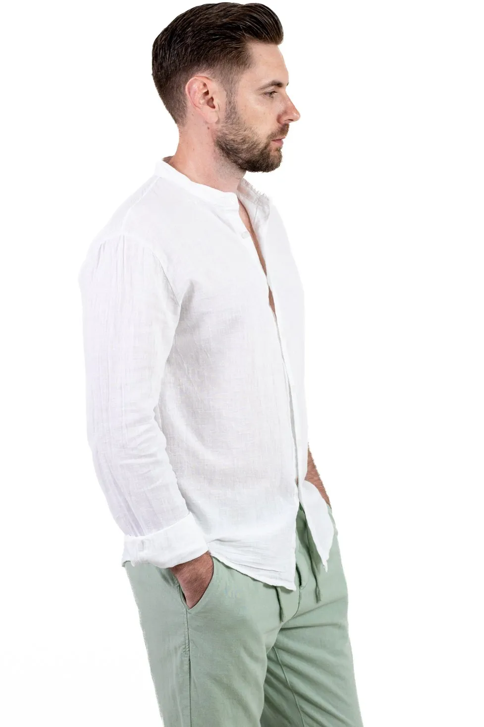 Cămașă albă din in 100% – Made in Italy | Stil lejer, ideală vară [5]