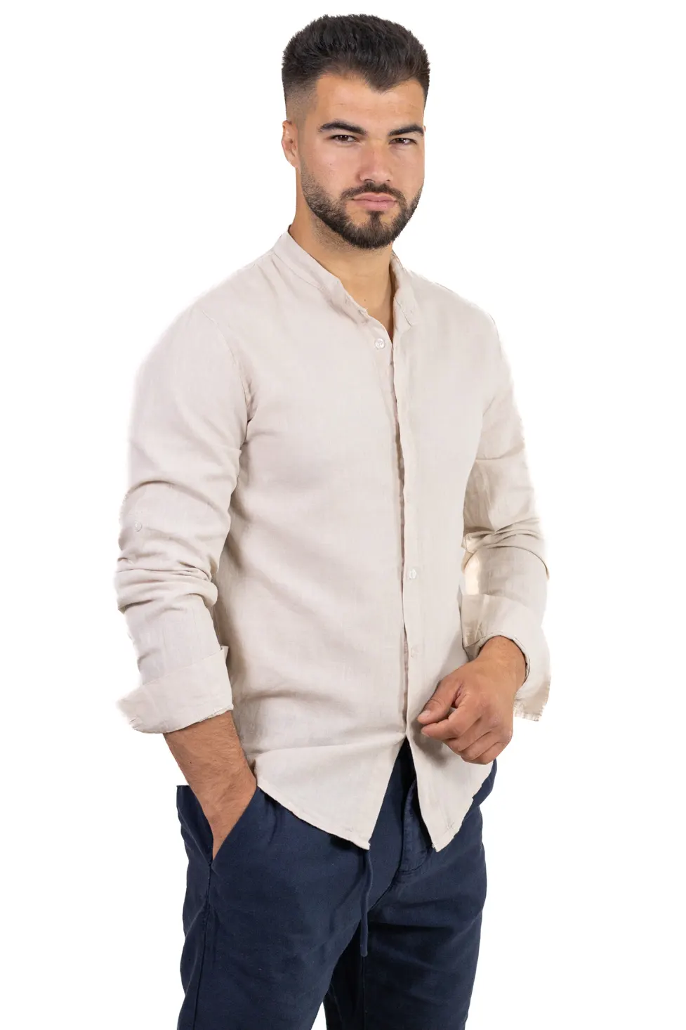 Cămașă crem din in 100% – Made in Italy [2]