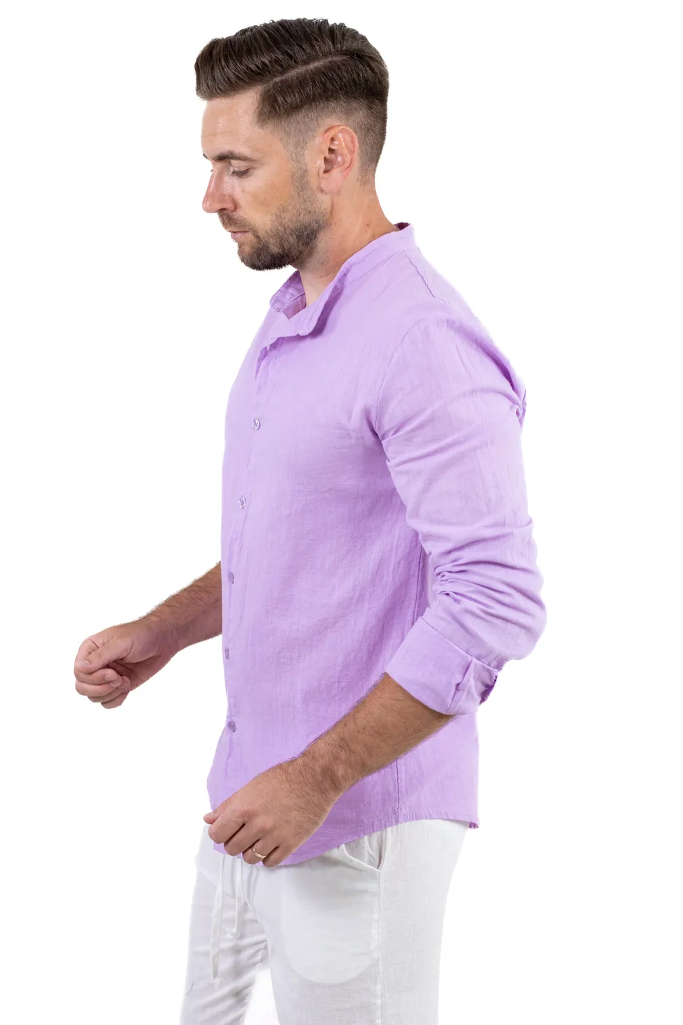 Cămașă lila din in 100% – Made in Italy [3]
