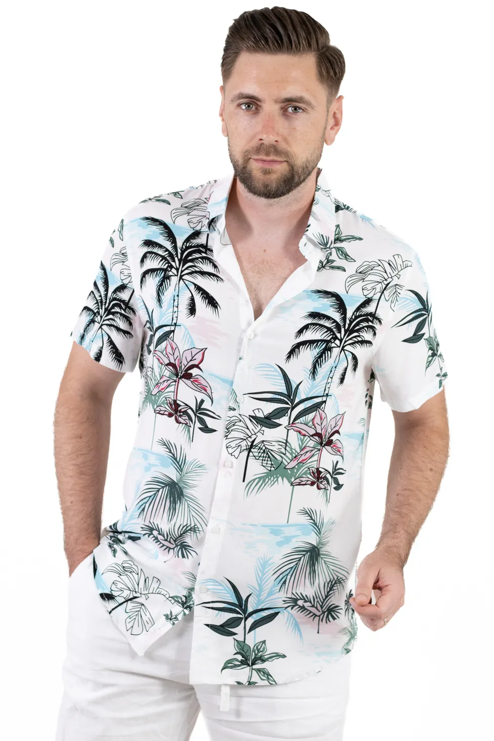 Cămașă bărbați vară cu imprimeu tropical – 100% viscoză [7]