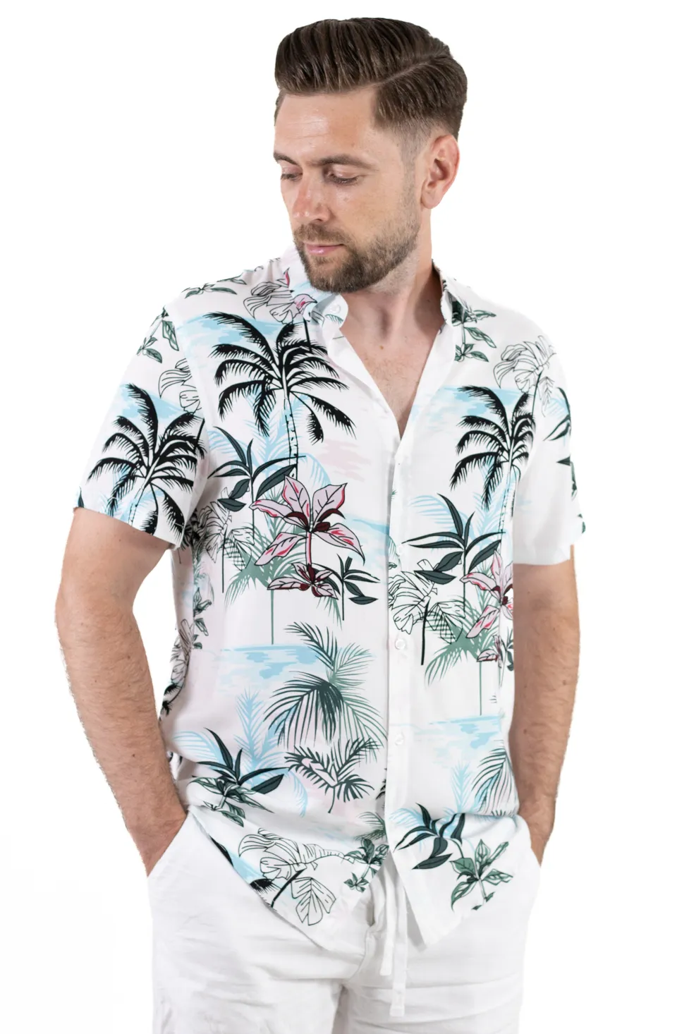 Cămașă bărbați vară cu imprimeu tropical – 100% viscoză [5]