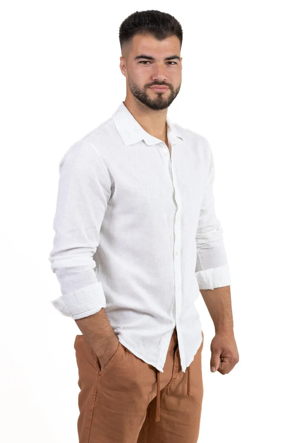 Cămașă alba din in 100% – Made in Italy [2]