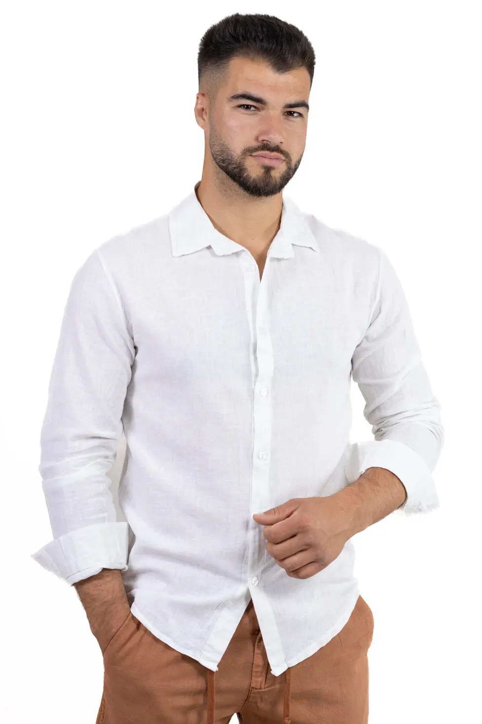 Cămașă alba din in 100% – Made in Italy [7]