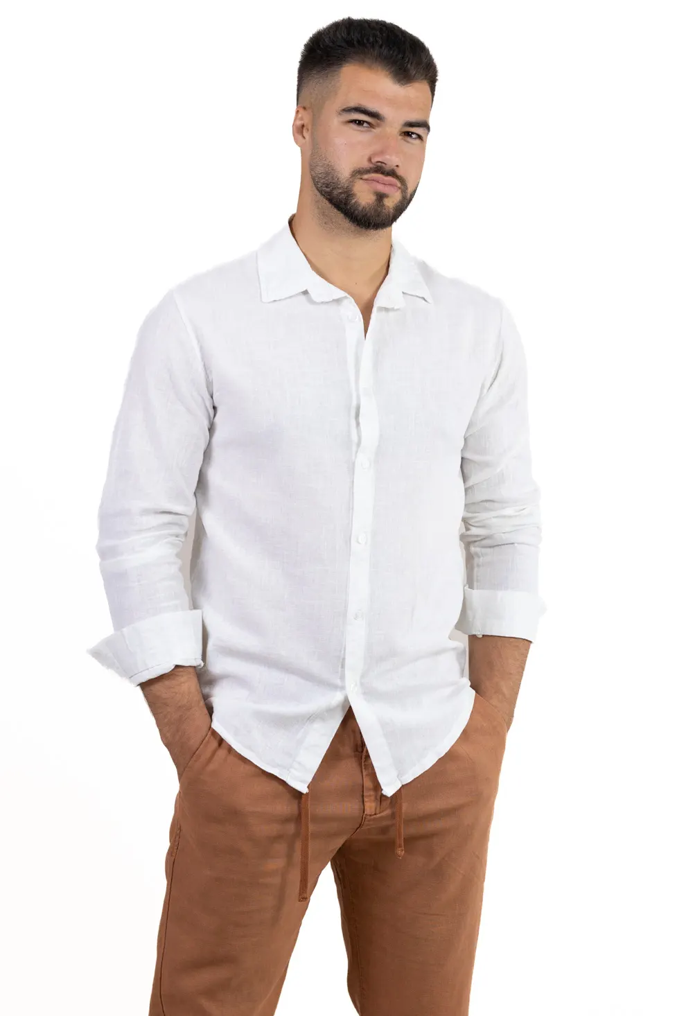 Cămașă alba din in 100% – Made in Italy [6]