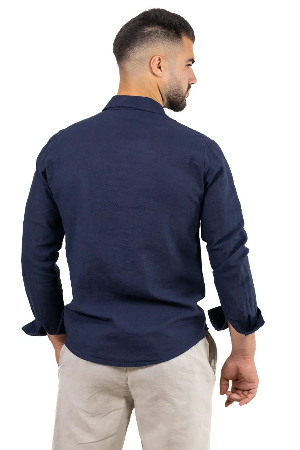 Cămașă bleumarin din in 100% – Made in Italy [5]