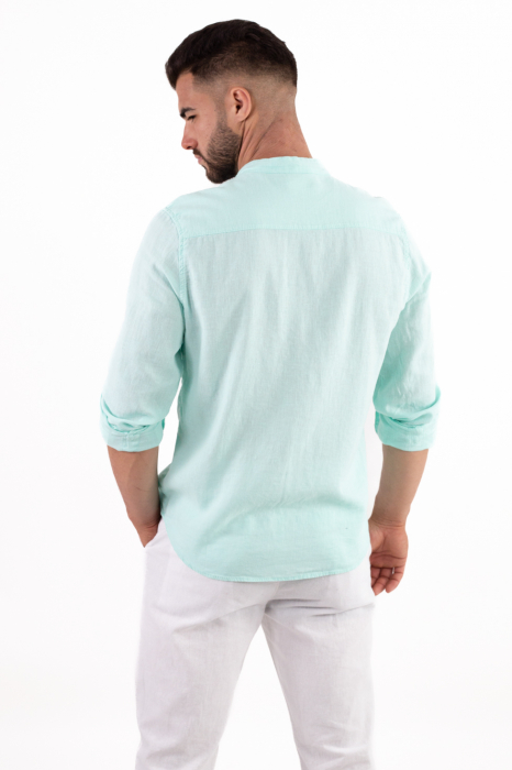 Camasa din in barbati verde aqua [6]
