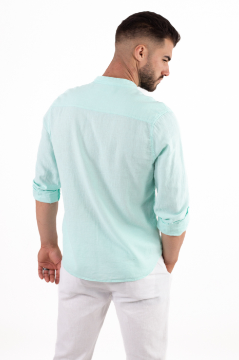 Camasa din in barbati verde aqua [7]