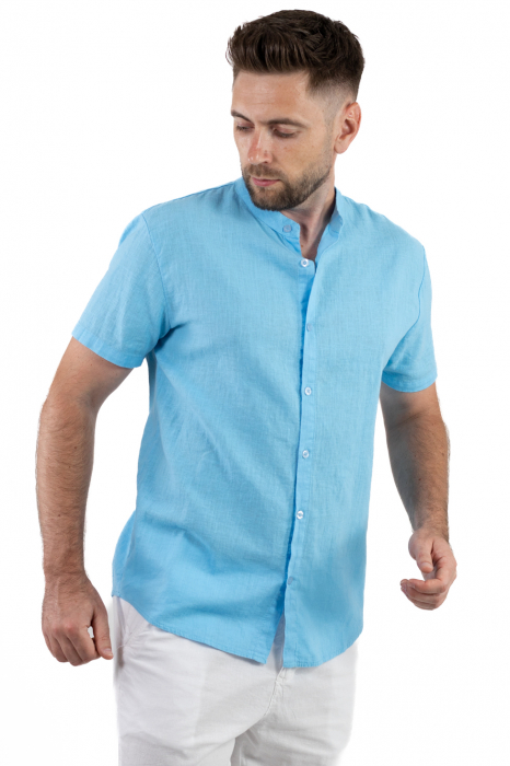 Camasa din in cu maneca scurta babyblue [5]