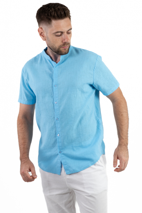 Camasa din in cu maneca scurta babyblue [3]