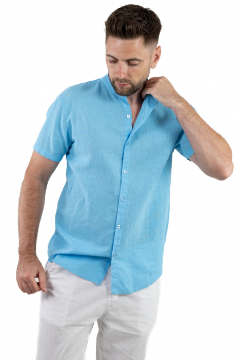Camasa din in cu maneca scurta babyblue [6]