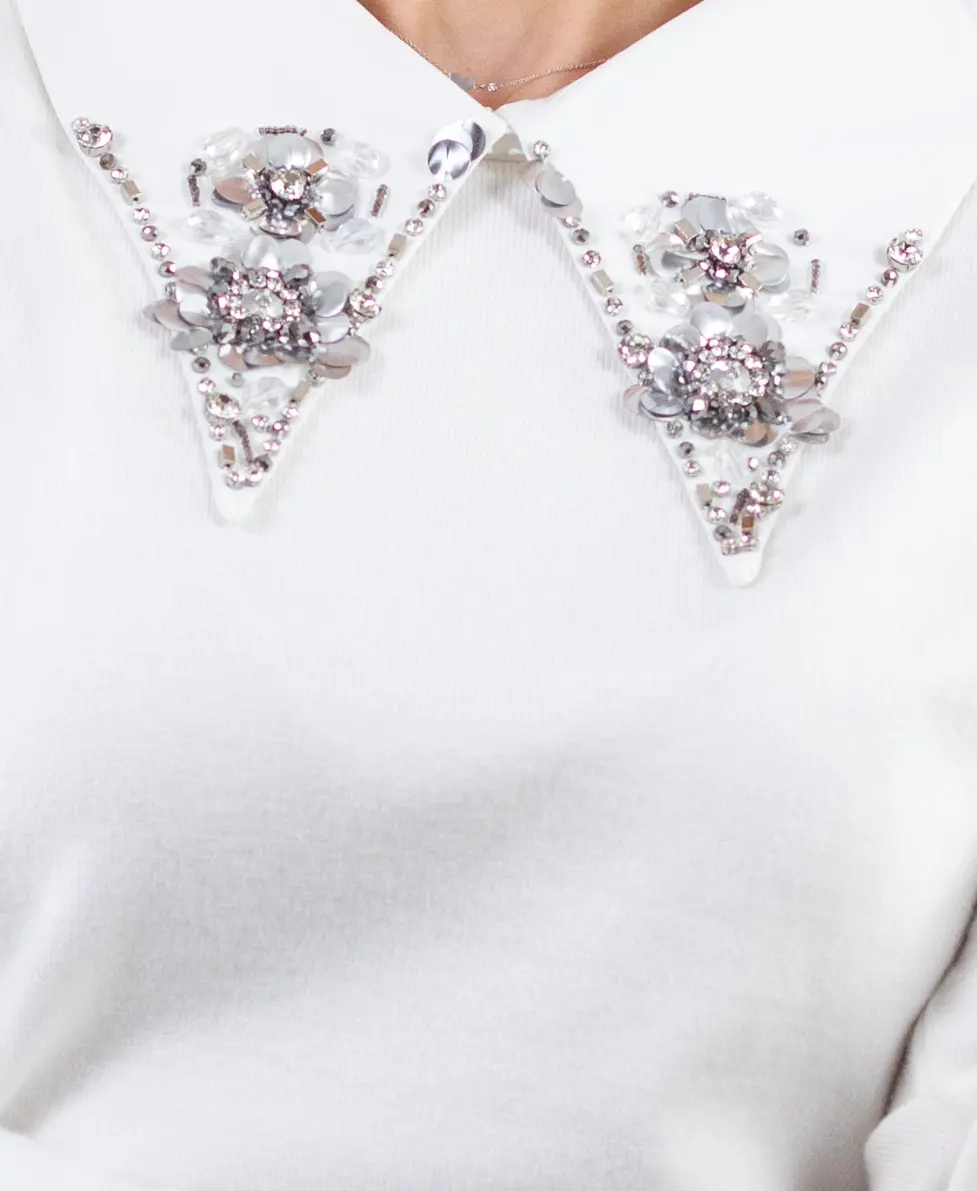 Pulover elegant cu guler strass pentru femei – tricot fin, material premium [2]