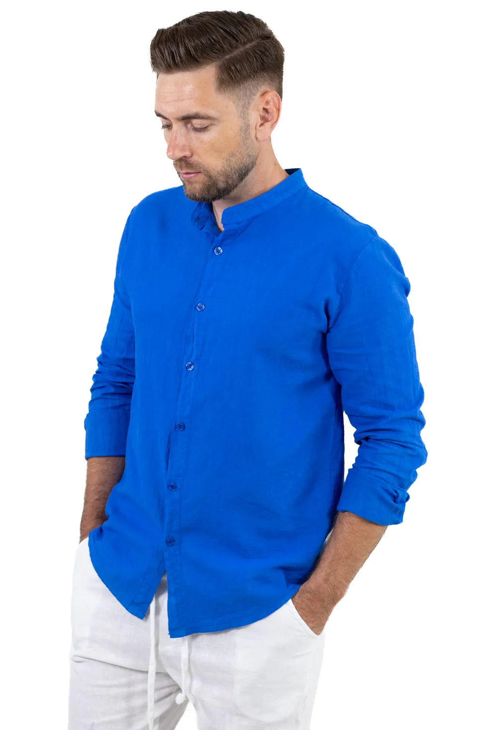 Cămașă albastra din in 100% – Made in Italy [2]