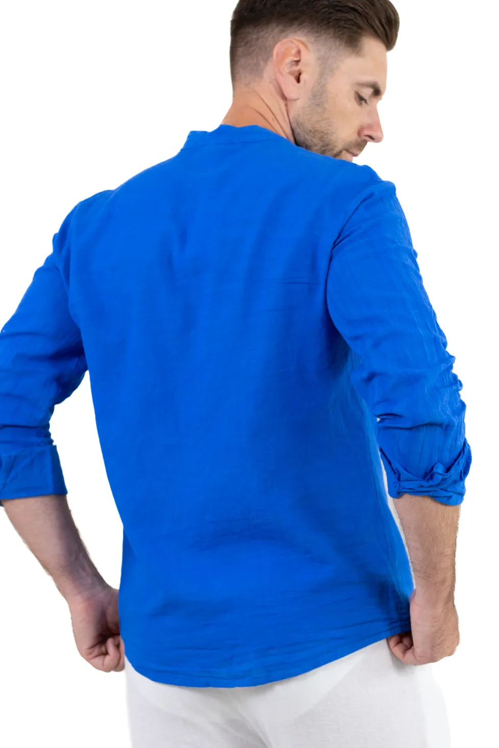 Cămașă albastra din in 100% – Made in Italy [9]