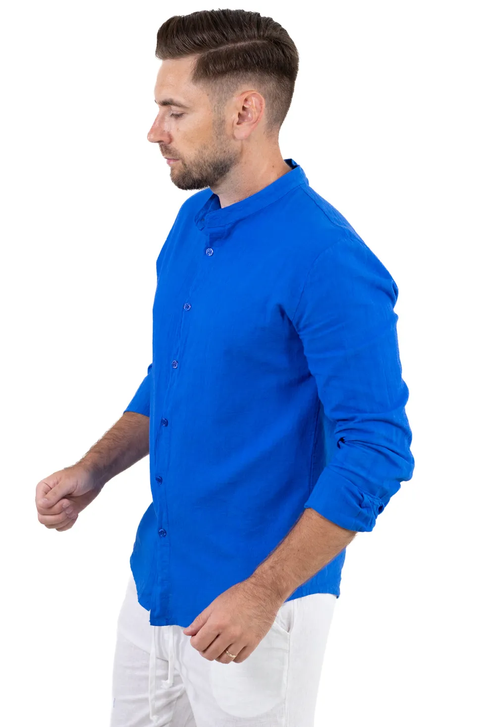 Cămașă albastra din in 100% – Made in Italy [7]