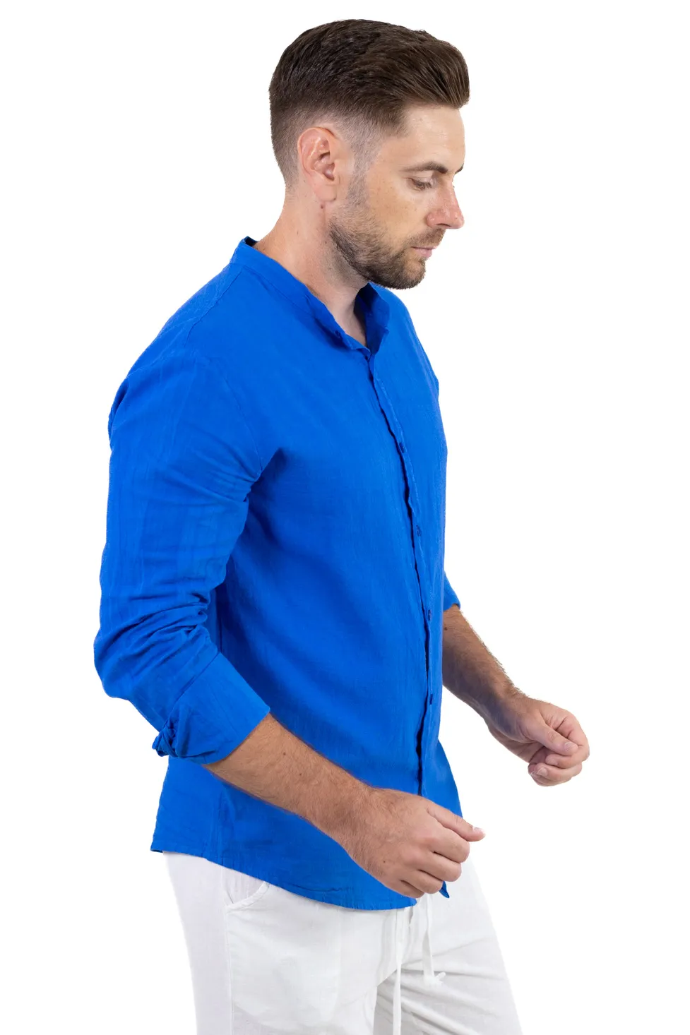 Cămașă albastra din in 100% – Made in Italy [8]