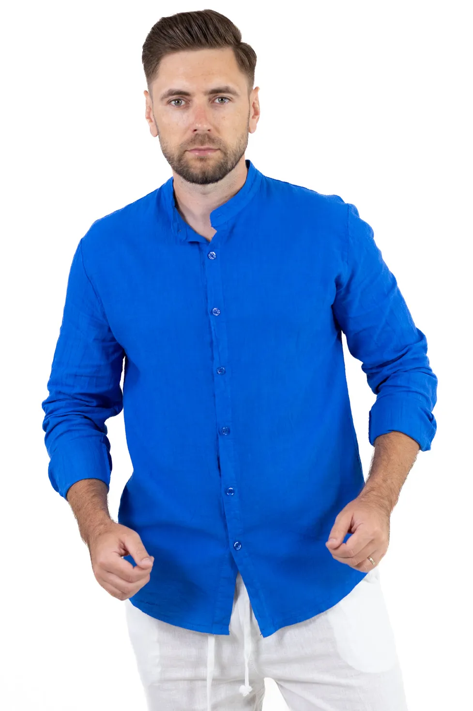 Cămașă albastra din in 100% – Made in Italy [5]