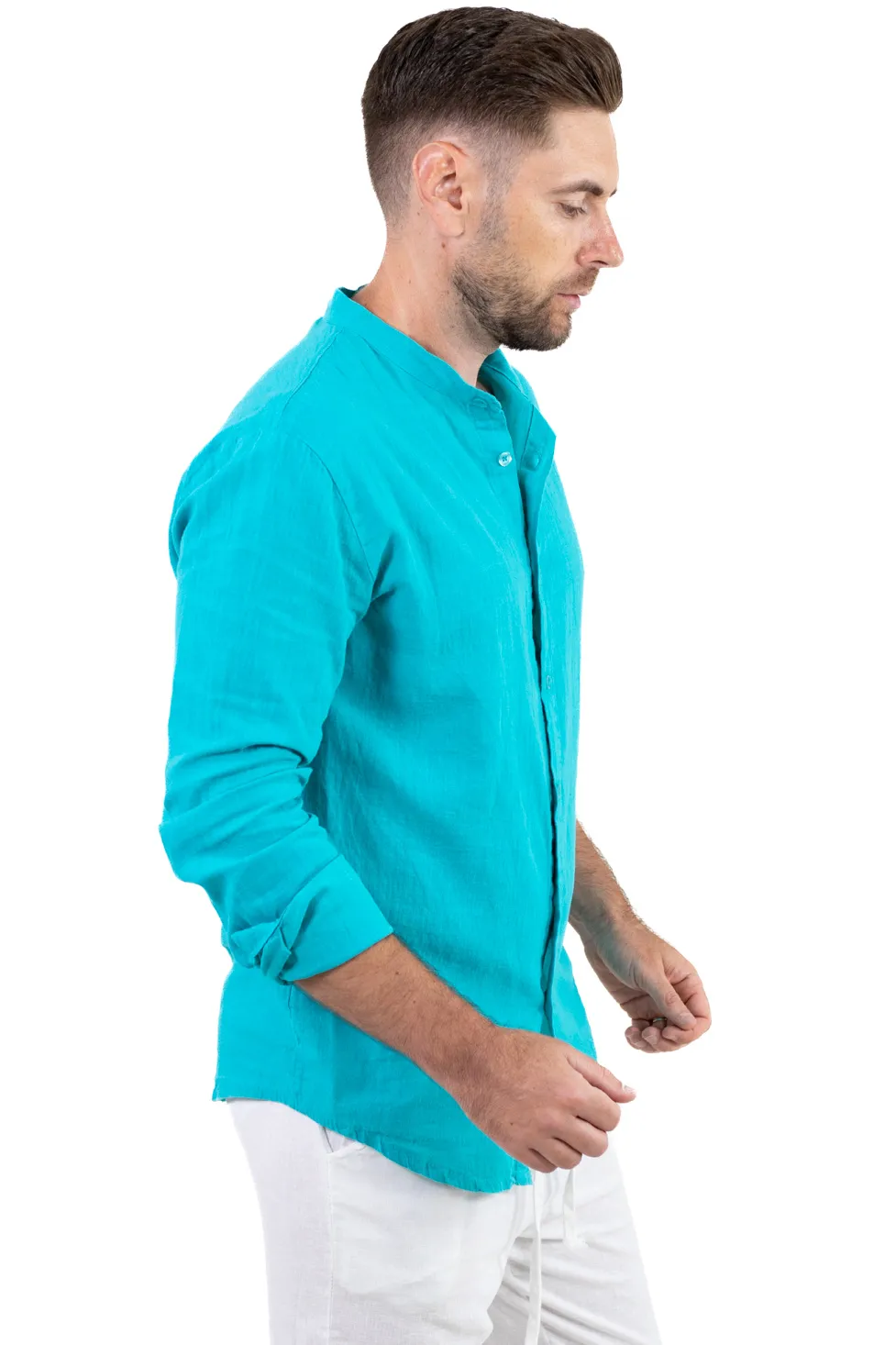 Cămașă turcoaz din in 100% – Made in Italy [2]