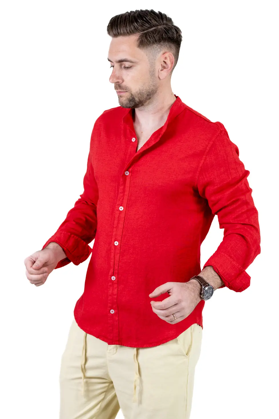 Cămașă rosie din in 100% – Made in Italy [3]