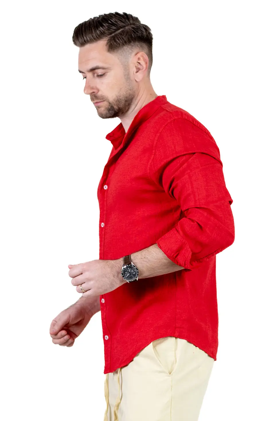 Cămașă rosie din in 100% – Made in Italy [4]