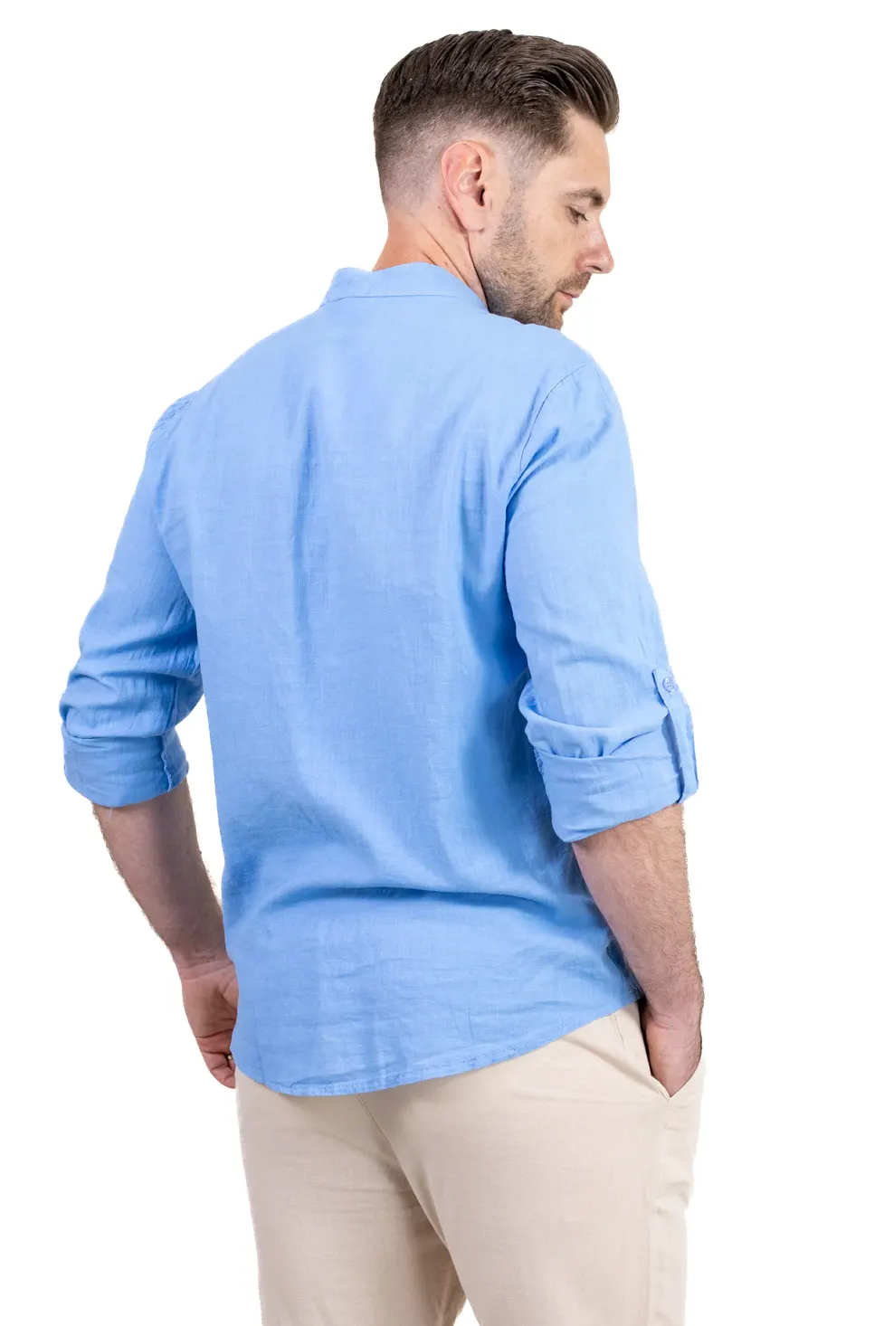 Cămașă albastra din in 100% – Made in Italy [6]