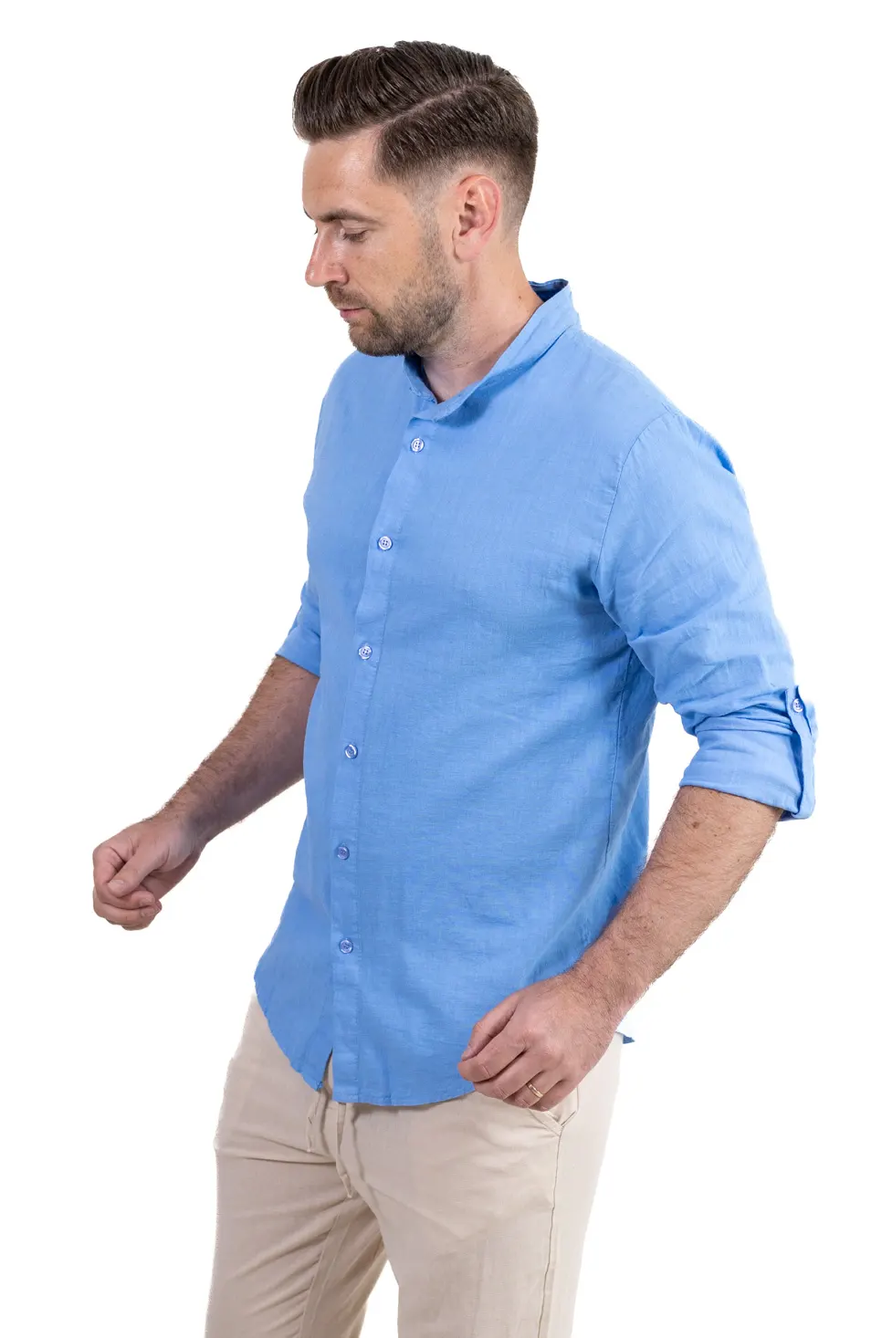 Cămașă albastra din in 100% – Made in Italy [2]