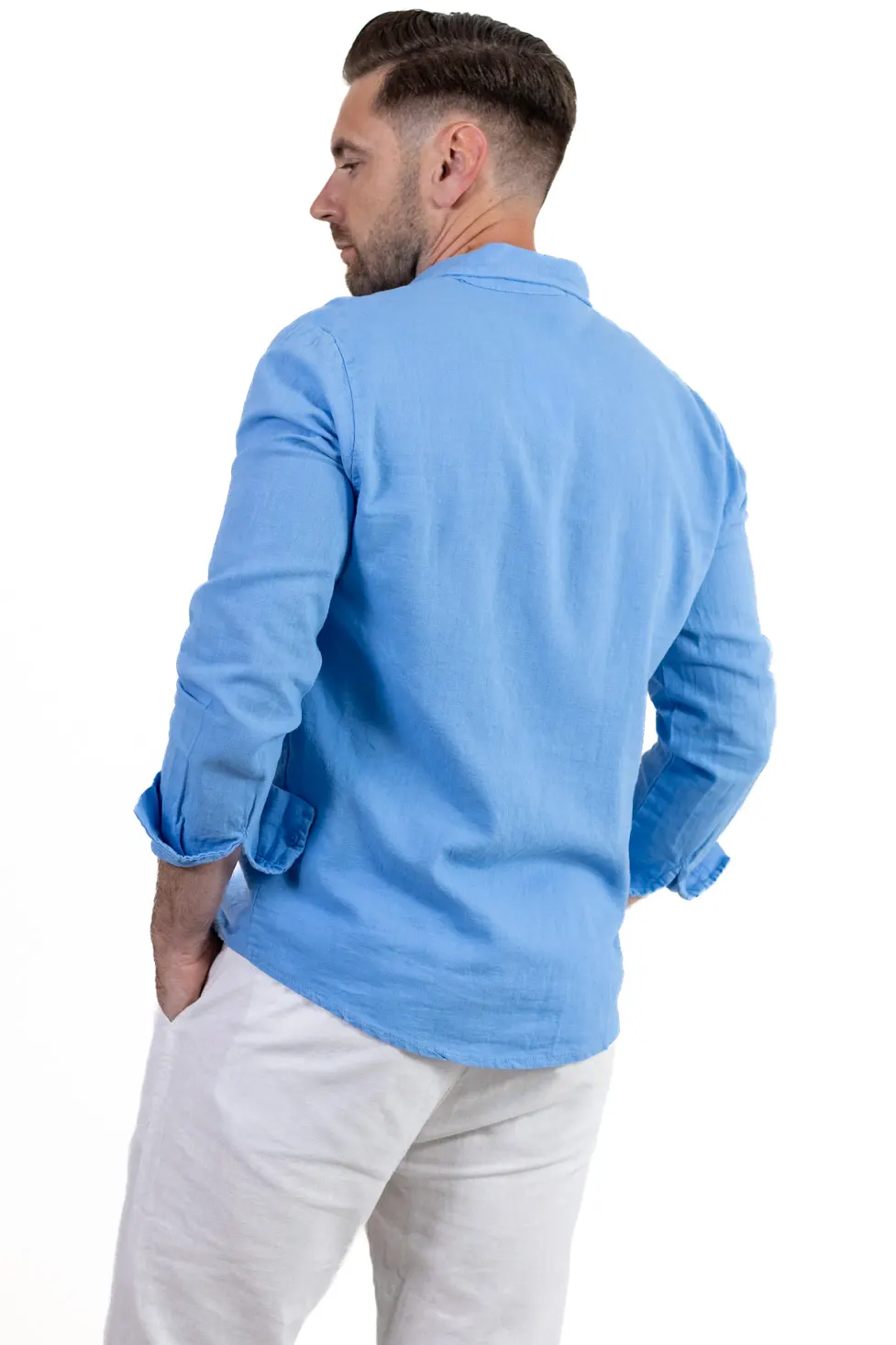 Cămașă albastra din in 100% – Made in Italy [4]