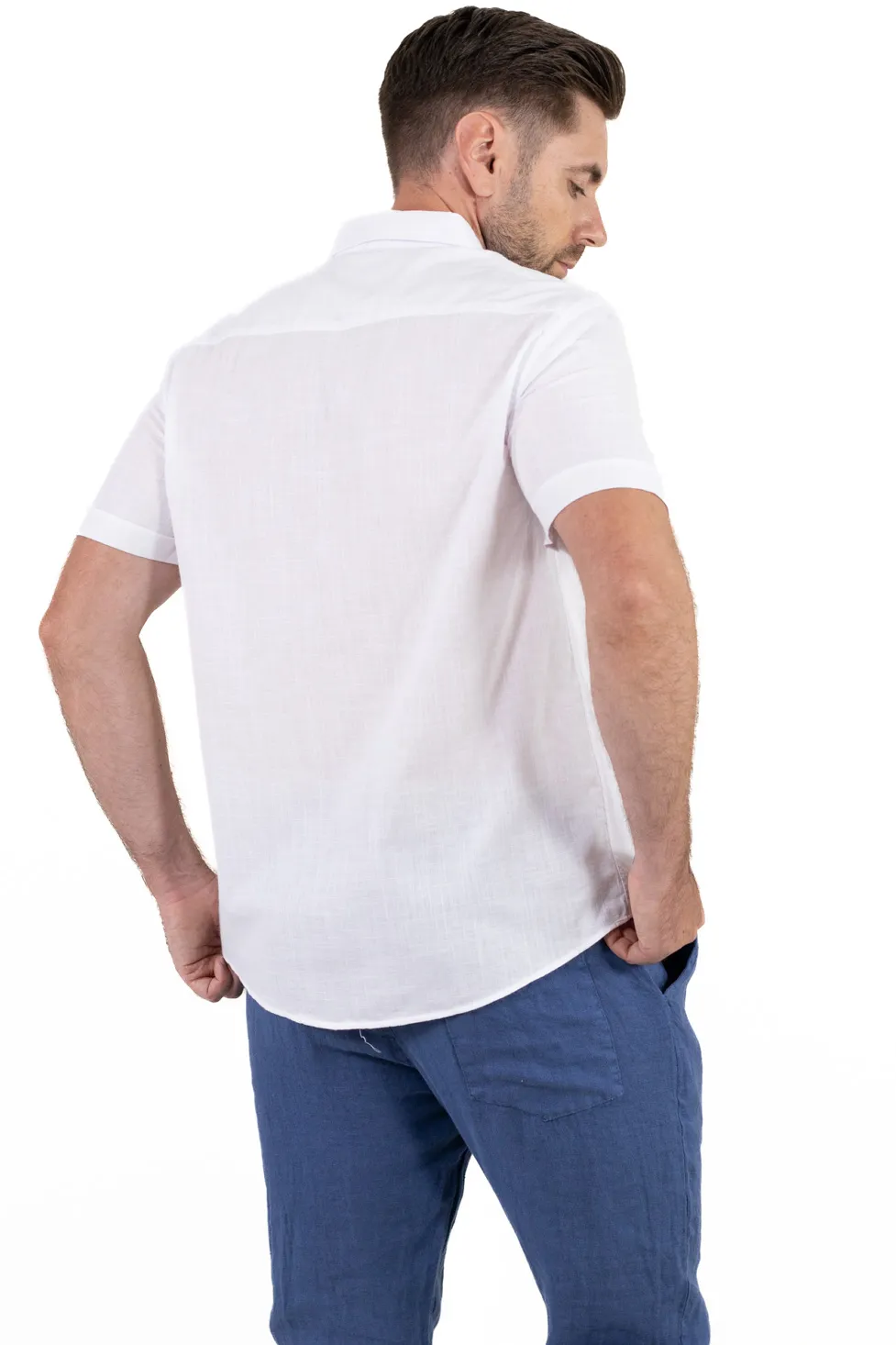 Cămașă bărbați alba guler clasic – 100% bumbac, vară [4]