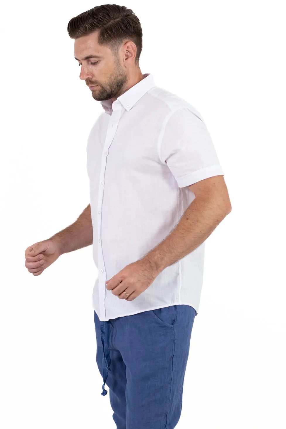 Cămașă bărbați alba guler clasic – 100% bumbac, vară [2]