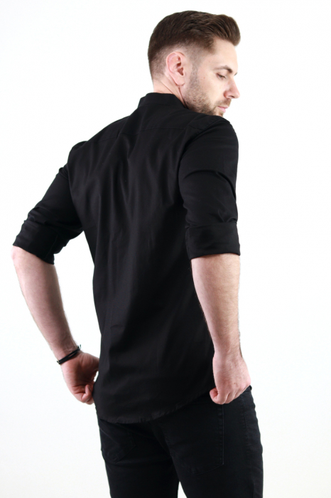 Camasa neagra slim fit cu guler tunica [7]