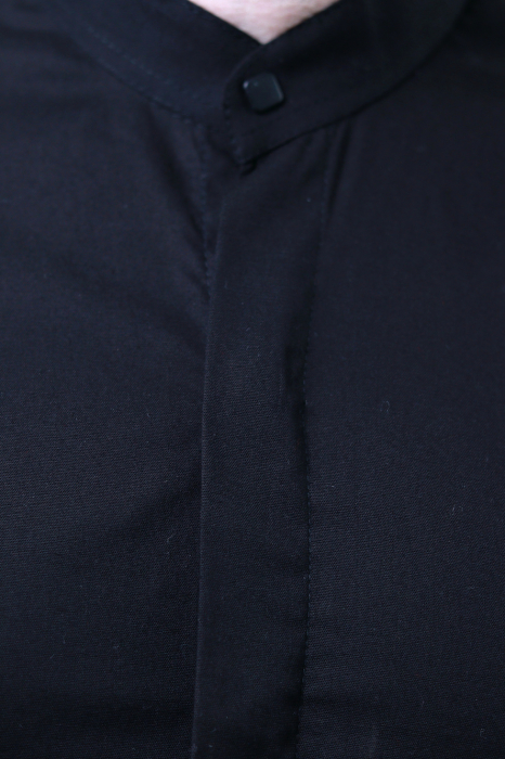 Camasa neagra slim fit cu guler tunica [8]