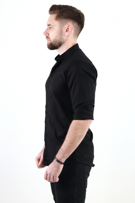 Camasa neagra slim fit cu guler tunica [4]