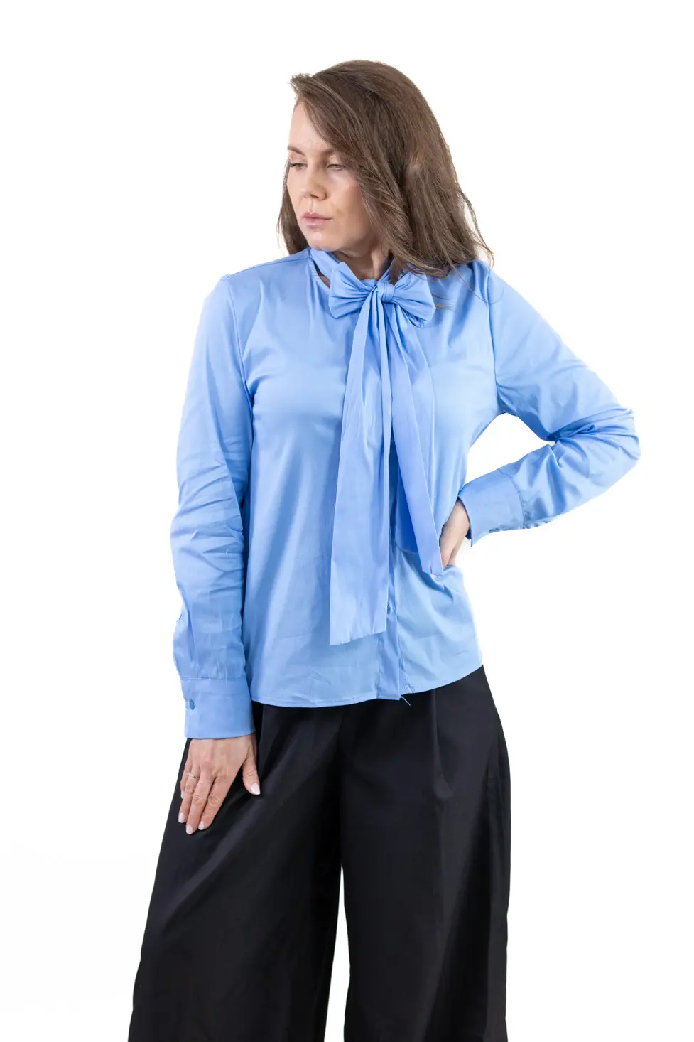 Camasă elegantă cu fundă lungă [9]