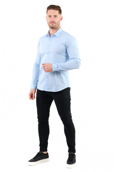 Camasa regular fit albastra guler normal [4]