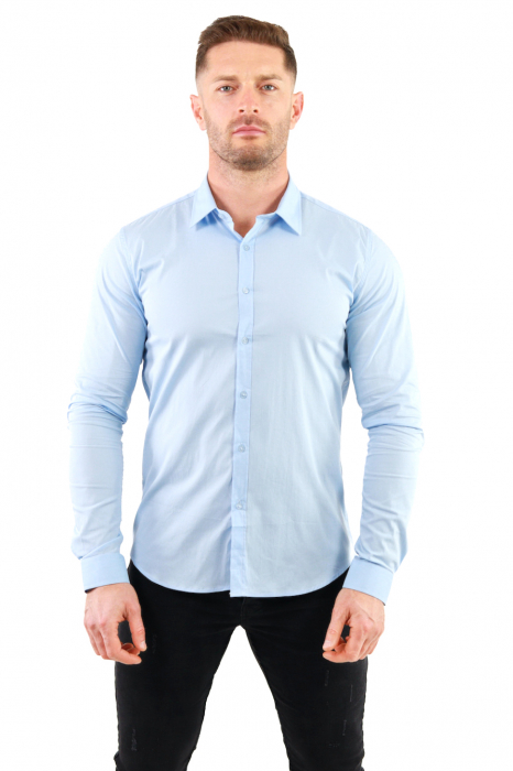 Camasa regular fit albastra guler normal [7]