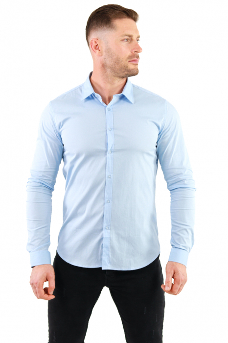 Camasa regular fit albastra guler normal [5]