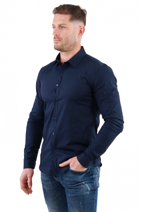 Camasa slim fit bleumarin guler normal [3]